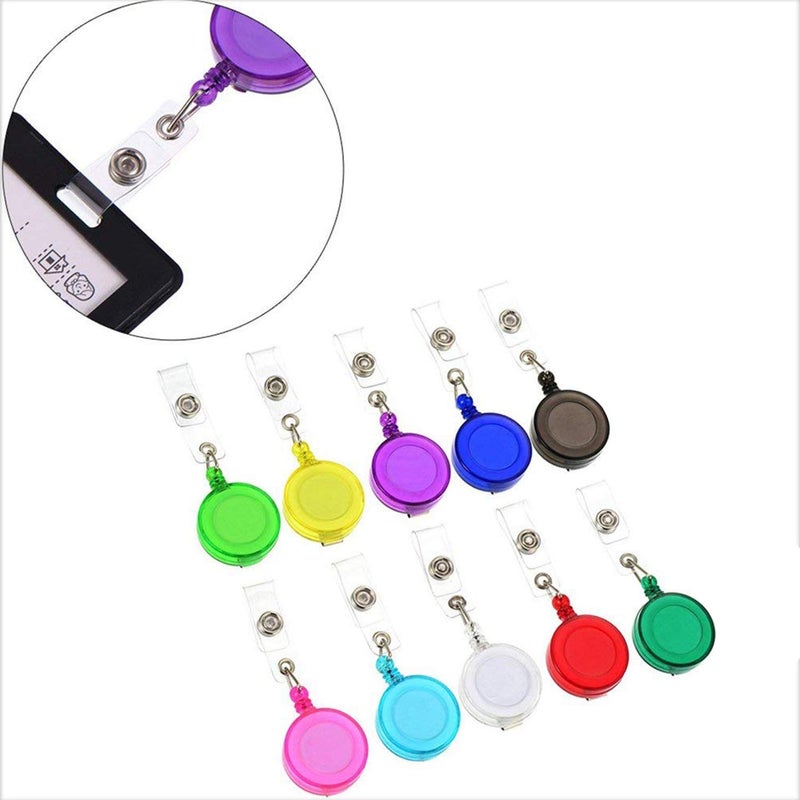 CREATIEE-PRO 20Pcs PU Leather Business ID Credit Card Badge Holder with Retractable Badge Holder Reel Clip (Vertical Version, Mixed Colors) - Image 5